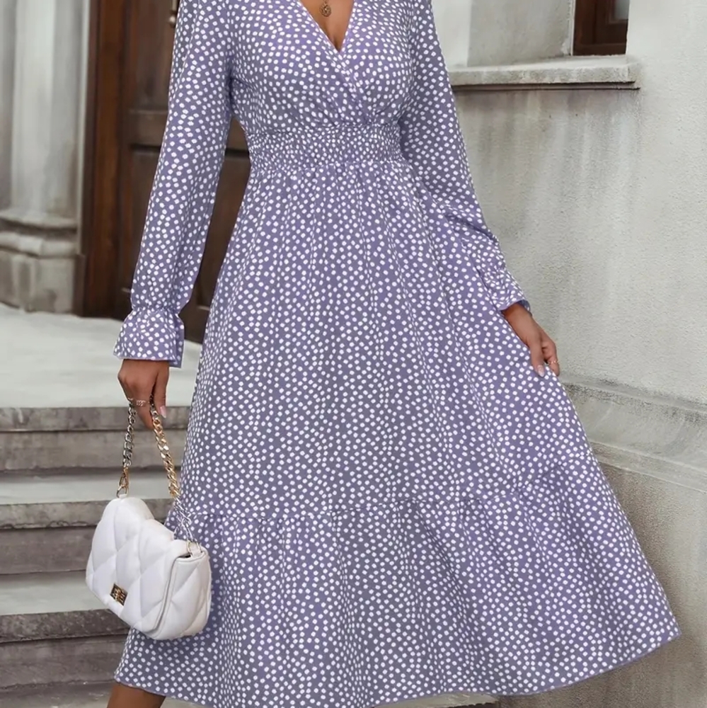 Elegant Polka Dot Dress in Purple